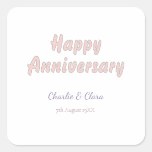 Sticker Carré Joyeux anniversaire ajouter nom rose gris pastel g