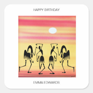 Sticker Carré Joyeux anniversaire Awesome Break Dance