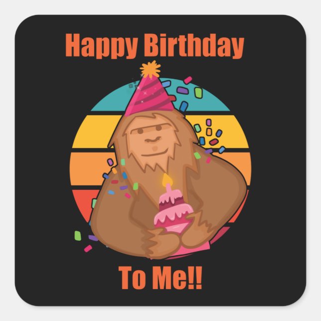 Sticker Carré Joyeux anniversaire Bigfoot Cupcake (Devant)