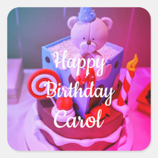 Sticker Carré Joyeux Anniversaire Carol
