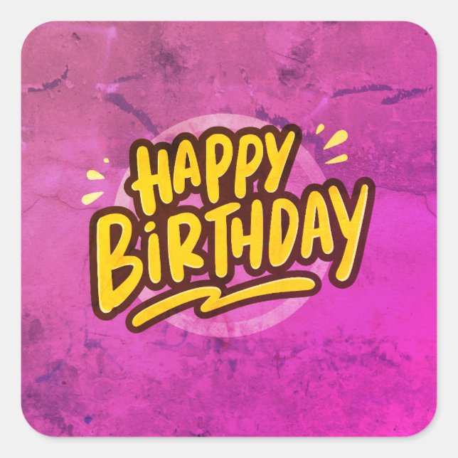 Sticker Carré Joyeux Anniversaire, Carte, Texte (Devant)