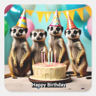 Sticker Carré Joyeux anniversaire de Meerkat,