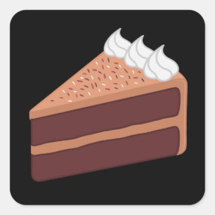 Sticker Carré Joyeux Anniversaire délicieux gâteau au chocolat