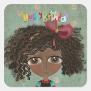 Sticker Carré Joyeux anniversaire Doll Sunkissed