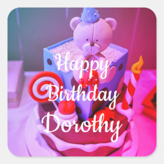 Sticker Carré Joyeux anniversaire Dorothy