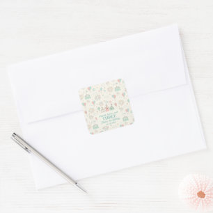 Sticker Carré Joyeux Anniversaire Doux et Trois Enfants 