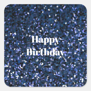 Sticker Carré Joyeux anniversaire Glittery Blue Boys Girls Cool