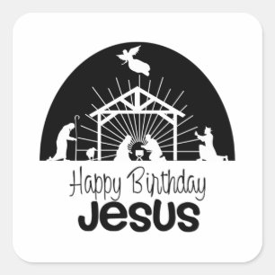 Sticker Carré Joyeux anniversaire Jésus