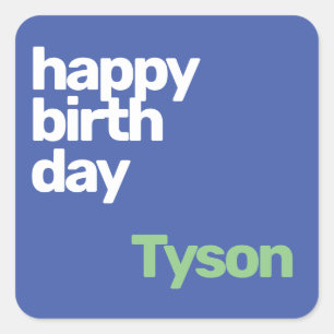 Sticker Carré joyeux anniversaire minimaliste fête violette