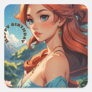 Sticker Carré Joyeux anniversaire moderne simple