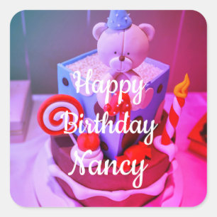 Sticker Carré Joyeux anniversaire Nancy