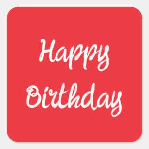 Sticker Carré Joyeux Anniversaire Rouge blanc Couleur personnali