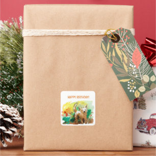 Sticker Carré Joyeux anniversaire ! West highland terrier !