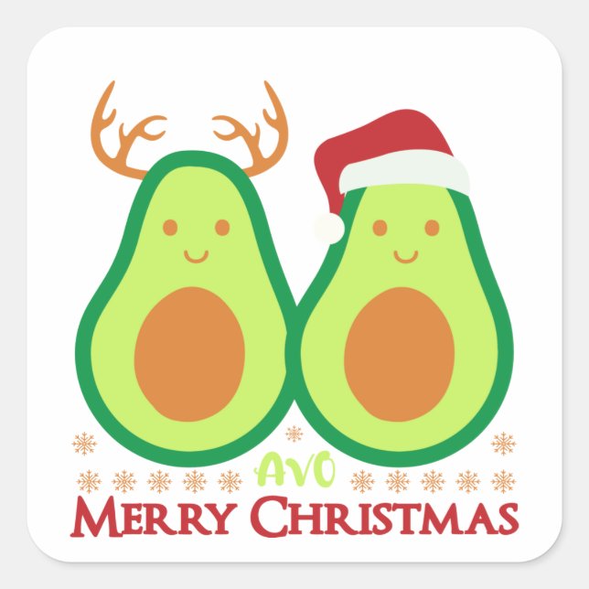 Sticker Carré Joyeux Avocado de Noël (Devant)