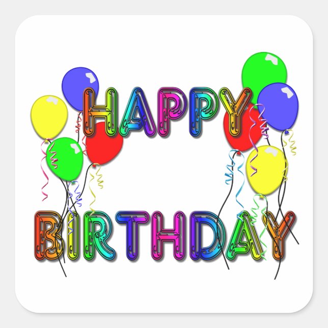 Sticker Carré Joyeux Ballons d'anniversaire D1 (Devant)