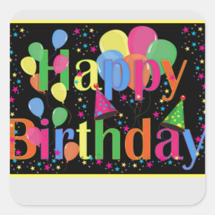 Sticker Carré Joyeux Ballons de fête d'anniversaire