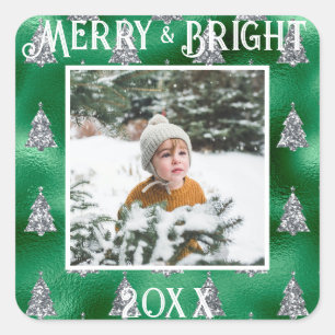 Sticker Carré Joyeux & Bright Photo Parties scintillant métalliq