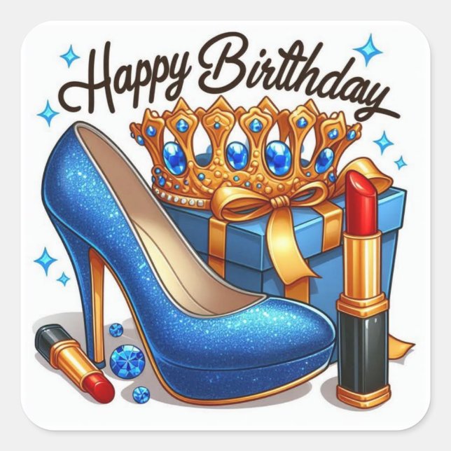 Sticker Carré Joyeux cadeau d'anniversaire cadeaux (Devant)