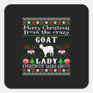 Sticker Carré Joyeux cadeau de Noël à la chèvre dame Ugly
