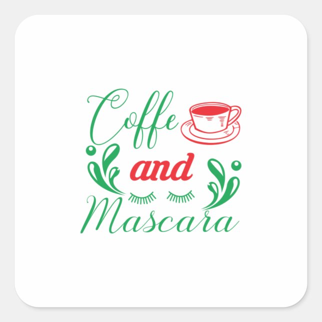 Sticker Carré Joyeux Café Xmas Et Mascara (Devant)