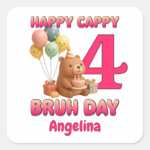 Sticker Carré Joyeux Cappy Bruh Jour Anniversaire personnalisé C