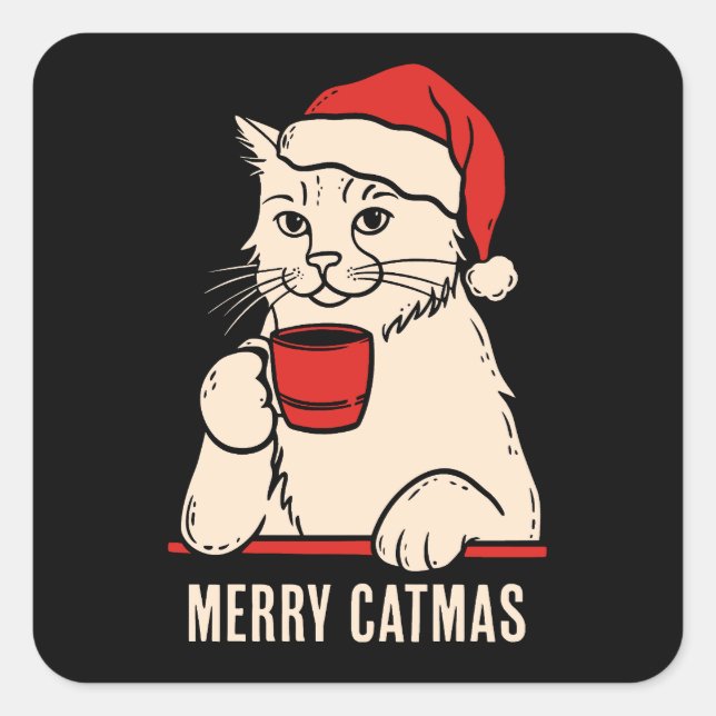 Sticker Carré Joyeux catmas (Devant)