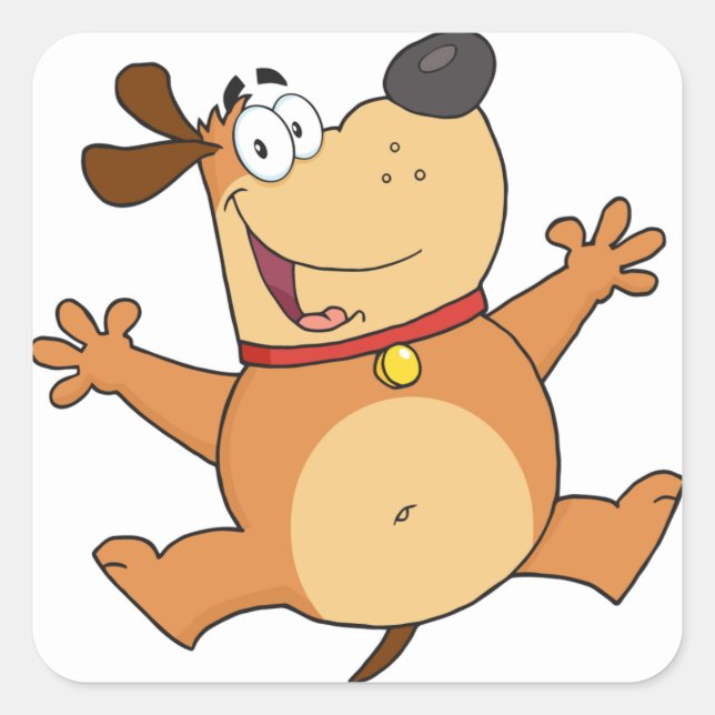 Sticker Carré Joyeux chien (Devant)