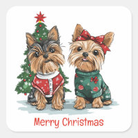 Joyeux Chiens de Yorkie de Noël