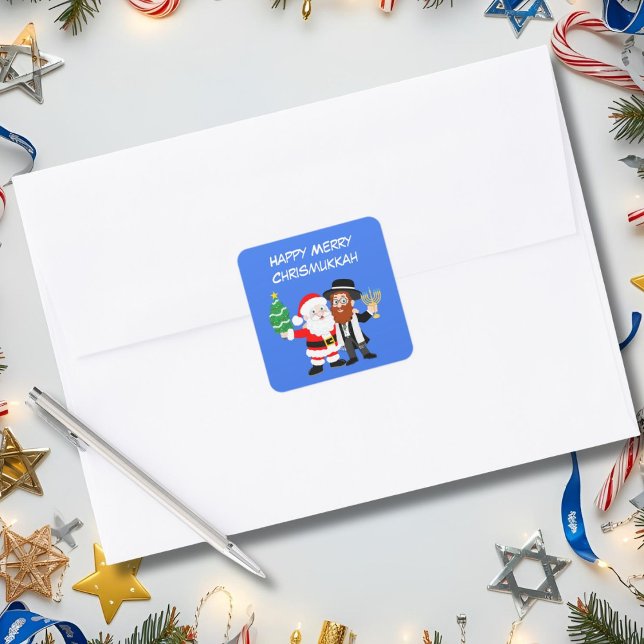 Sticker Carré Joyeux Chrismukkah Père Noël rencontre le parti Ra (Créateur téléchargé)