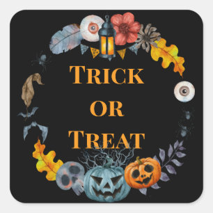 Sticker Carré Joyeux Citrouille du Costume Halloween