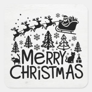 Sticker Carré Joyeux clipart de noël