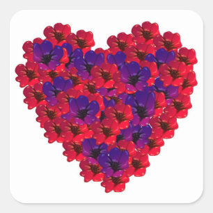 Sticker Carré Joyeux coeur floral de la fête des mères