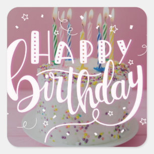 Sticker Carré Joyeux concept de lettres d'anniversaire