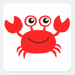 Sticker Carré Joyeux crabe rouge caricature