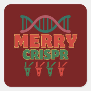 Sticker Carré Joyeux CRISPR ! Noël, biotechnologie