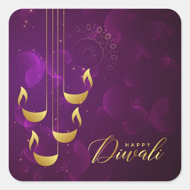 Sticker Carré Joyeux Diwali    (Devant)