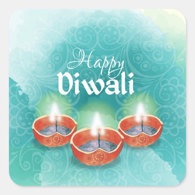 Sticker Carré Joyeux Diwali  (Devant)