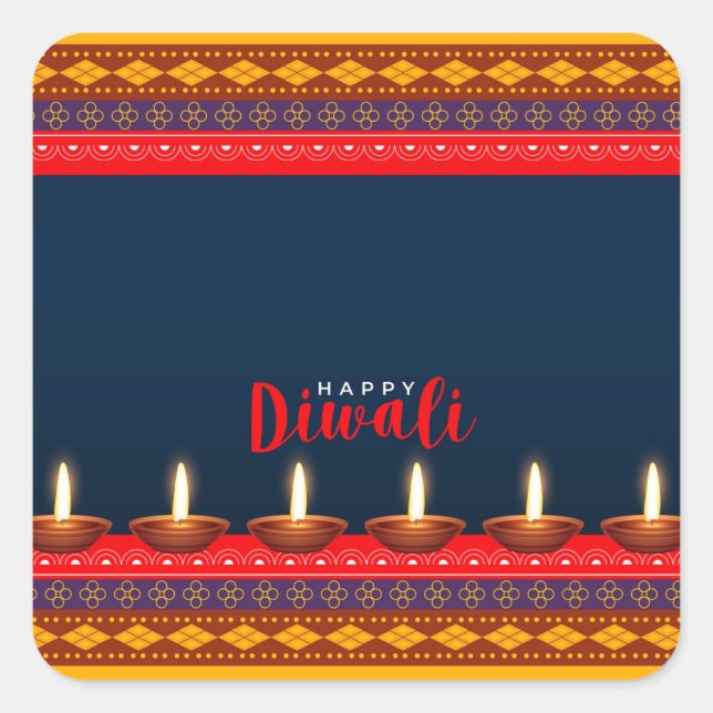 Sticker Carré Joyeux Diwali   (Devant)
