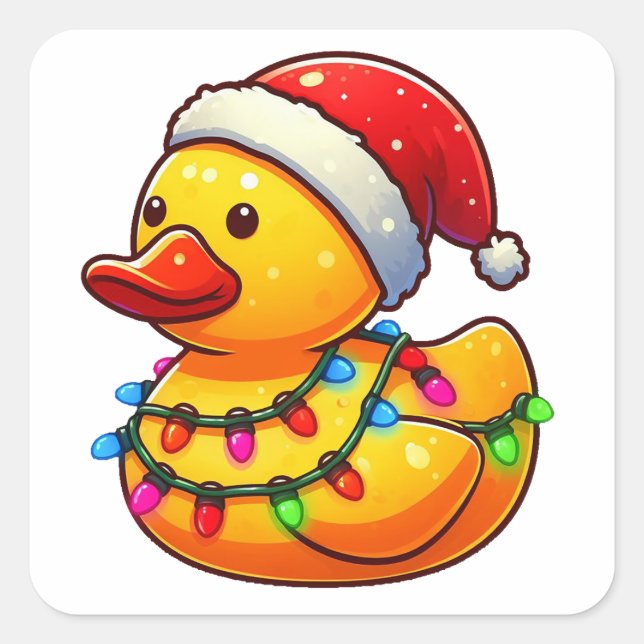 Sticker Carré Joyeux Duckmas, Père Noël Caoutchouc Noël (Devant)