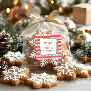 Sticker Carré Joyeux et brillant vacances personnalisées rouge e