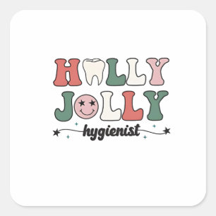 Sticker Carré Joyeux et Hygiéniste dentaire dentiste Noël Père N