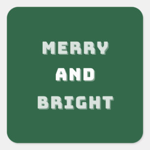 Sticker Carré Joyeux et lumineux, Art de Noël vert, Vacances