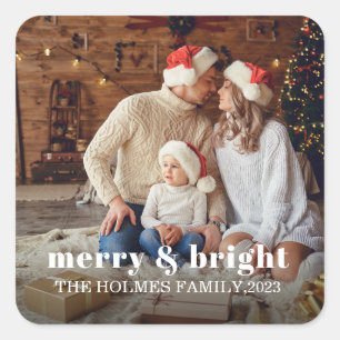 Sticker Carré Joyeux et lumineux Famille de Noël moderne Photo