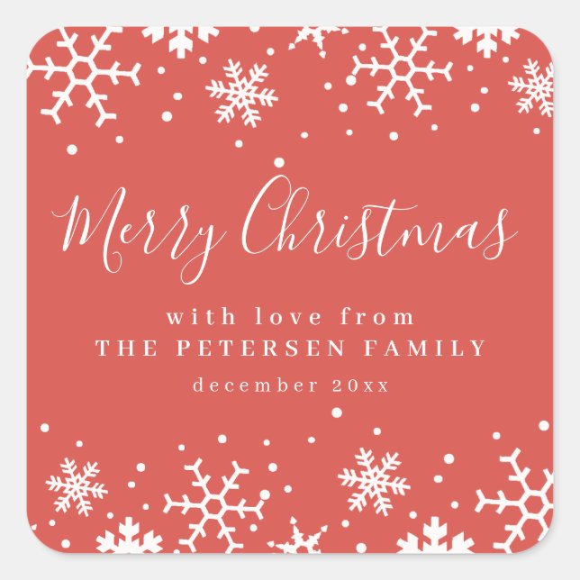 Sticker Carré Joyeux flocon de Noël hiver coutume S (Devant)