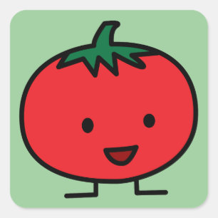 Sticker Carré Joyeux Fruit de tomate de légumes rouges