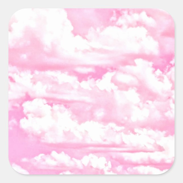 Sticker Carré Joyeux Fuchsia nuages roses (Devant)