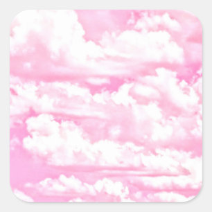 Sticker Carré Joyeux Fuchsia nuages roses