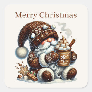 Sticker Carré Joyeux gnome de Noël ajouter du texte