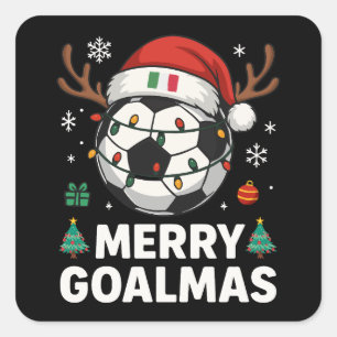 Sticker Carré Joyeux Goalmas Italie - Noël de football drôle