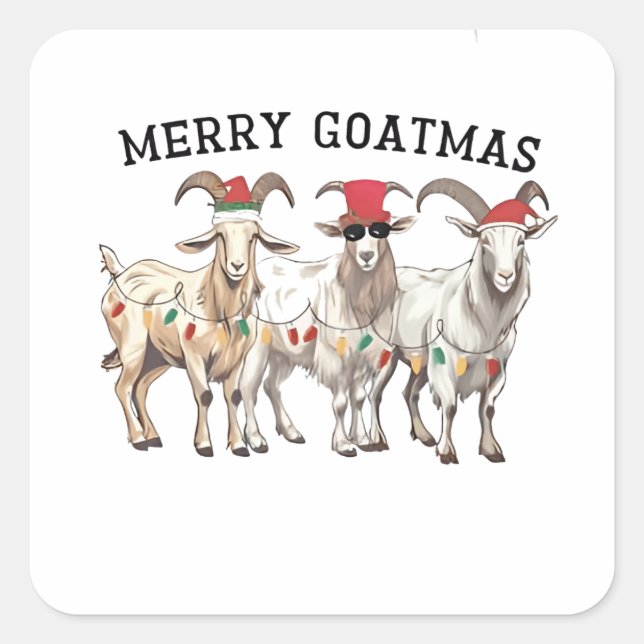 Sticker Carré Joyeux Goatmas Animal Chèvre Amour Joyeux Noël (Devant)